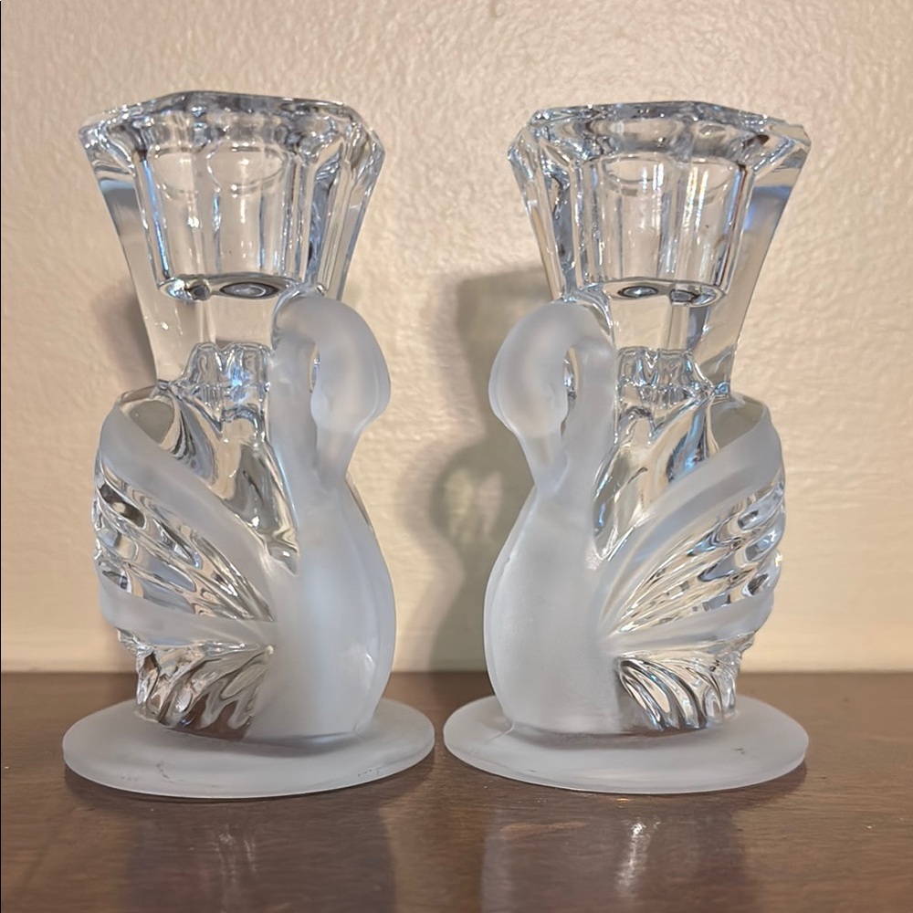 Vintage PartyLite Elegant Swan Crystal Candle Holders